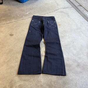 70's Dark Indigo Flare Jeans X Pocket Contrast Stitch